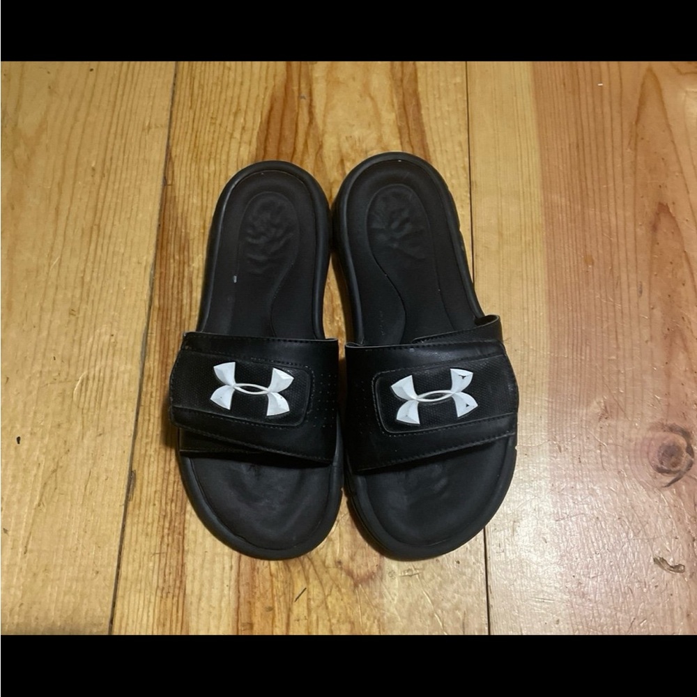 Under Armour Black Slide Sandals with White Logo